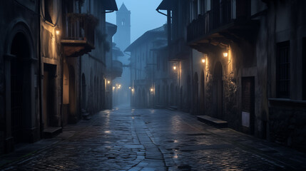An old Town narrow empty street of a medieval