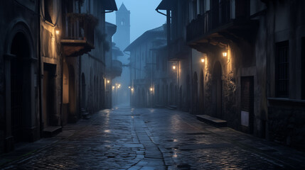 Fototapeta premium An old Town narrow empty street of a medieval