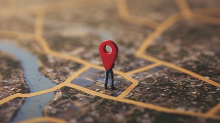 Man standing at the center of map pin icon