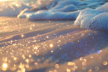 Sparkling wave on the sand background