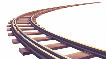 Railway train track vector route. Rail pattern round circular curve railroad path icon, white background - obrazy, fototapety, plakaty
