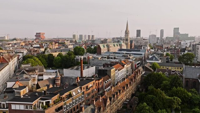 Antwerp from the sky in the morning sun