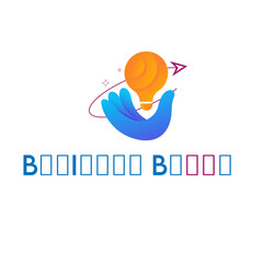 Business  bloom logo design with bulb in a hand, with white background