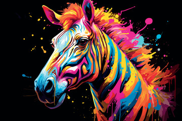 Fototapeta na wymiar colorful zebra animal portrait vector illustration