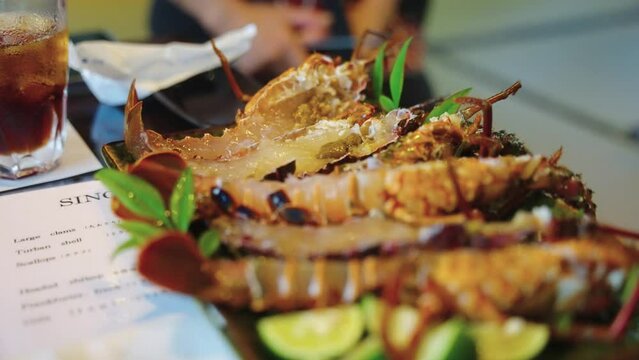 4k Japanese Spiny Lobsters, Ise-Ebi Freshly Cut for Grilling, Fancy Restaurant