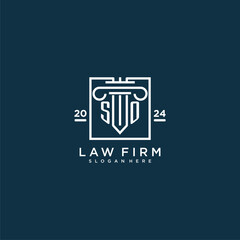 SO initial monogram logo for lawfirm with pillar design in creative square