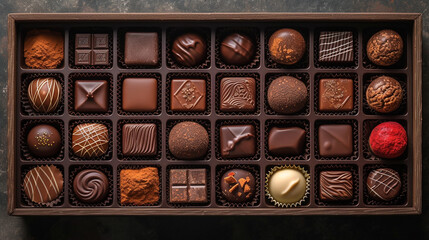 Top view of chocolates box.
