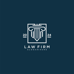 UN initial monogram logo for lawfirm with pillar design in creative square