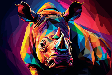 Obraz premium colorful rhino animal portrait vector illustration