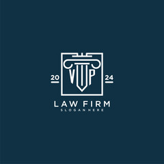 VP initial monogram logo for lawfirm with pillar design in creative square