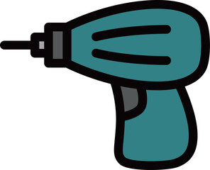 カラー作業道具単品アイコン　電動ドリル