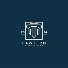 WD initial monogram logo for lawfirm with pillar design in creative square