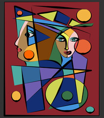 Colorful background, surrealism art style,abstracts faces - 725464486