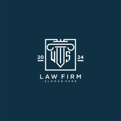 WS initial monogram logo for lawfirm with pillar design in creative square