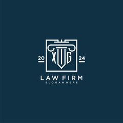XG initial monogram logo for lawfirm with pillar design in creative square