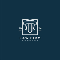 XK initial monogram logo for lawfirm with pillar design in creative square