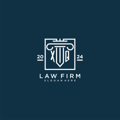 XQ initial monogram logo for lawfirm with pillar design in creative square