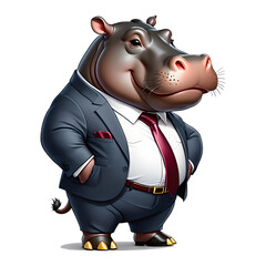 hippo dressed in a business suit