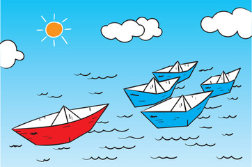 paper ships concept vector