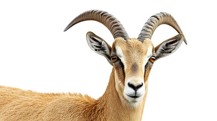 Close Up of a Goat With Remarkably Long Horns - obrazy, fototapety, plakaty