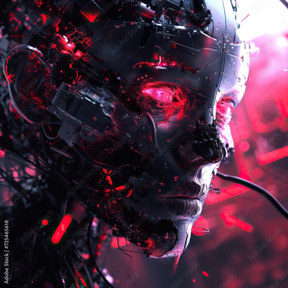 Poster futuristic concept with an abstract robot. generative ai