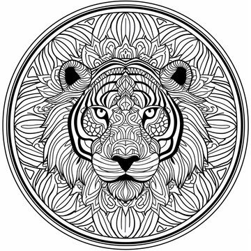 Celestial Animal Mandalas: Vibrant and Intricate Artworks Depicting Symbolic Creatures in Harmonious Geometric Patterns for Spiritual and Therapeutic Coloring