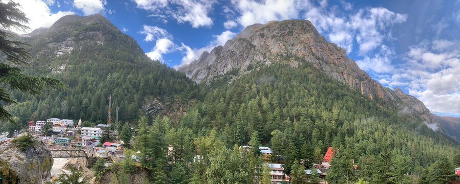 Pilgrimage town in mountains, Gangotri, Uttarkashi, Uttarakhand, India