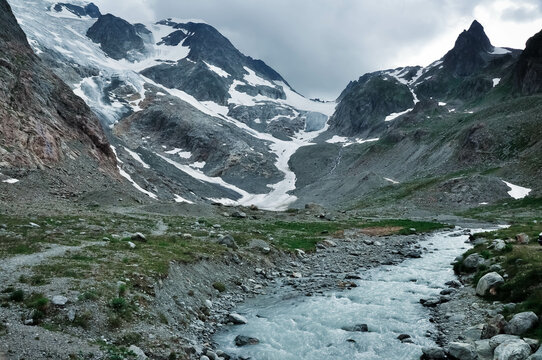 Glacial meltwater from Steingletscher, Susten Pass, Urner Alps, Switzerland