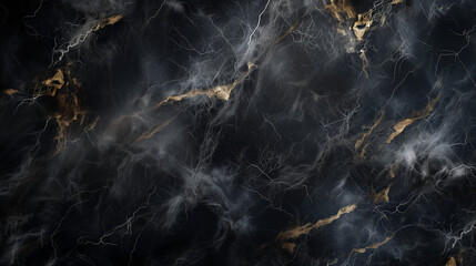 Abstract Dark Marble Texture with Lightning Patterns - Mysterious and Dramatic Black Background for Luxury and High-End Design Concepts