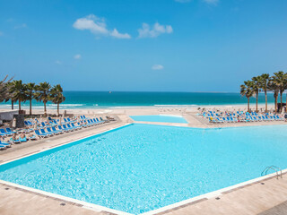 Swimming pool by the beach in Boa Vista Island Cabo Verde