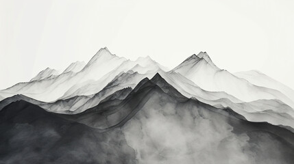 Ink wash painting of mountains