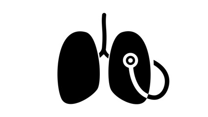 lung examination, black isolated silhouette