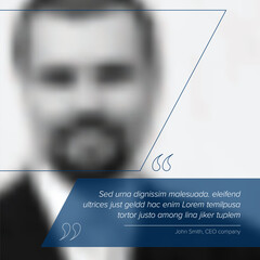 Fototapeta premium Profile photo with a blue quote block template