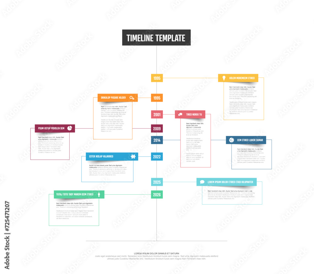 Poster simple vertical light timeline template with color blocks
