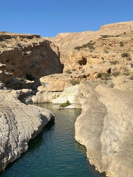 Wadi Bani Khalid in Hajar Mountains near Bada, Oman