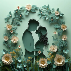 Paper craft romantic couple 