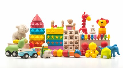 toys collection isolated on white background