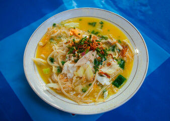Bakmi Jogja or Bakmi Jawa, a traditional food of Jogja and Javanese people, Indonesia, made from noodles boiled with spices with eggs and sliced ​​chicken.