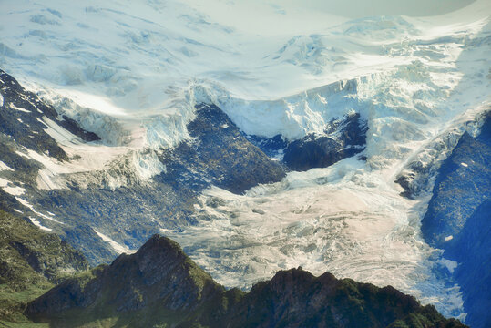 Aerial view of the Stein Glacier (Steingletscher), Susten Pass, Urner Alps, Berne, Switzerland