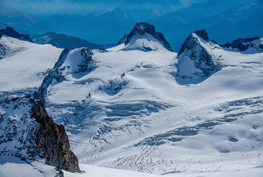 Glacier in mountain landscape, Kleine Scheidegg, Bernese Oberland, Switzerland