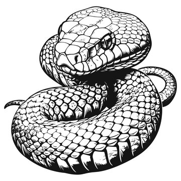Silhouette of rattle snake, vector illustration.