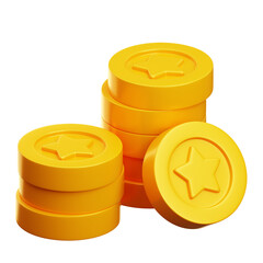Star Coin Stack 3D Illustration