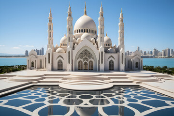 Fototapeta premium Sheikh Zayed Grand Mosque in Abu Dhabi, United Arab Emirates. It is the largest mosque in UAE.