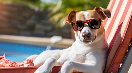 Dog Relaxing by the Poolside