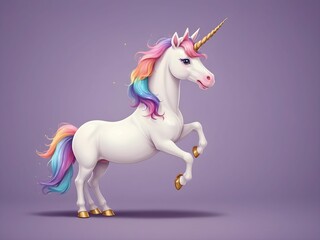cartoon unicorn on the side on a background