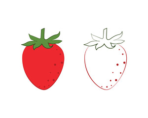 Strawberry coloring book. Red ripe strawberry berry. Children s coloring book with the image of strawberries. A garden berry. Vector illustration