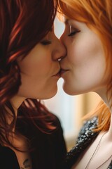 Zwei Frauen küssen sich, Liebespaar 