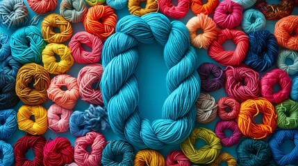 Multicolored yarn in numerical form.