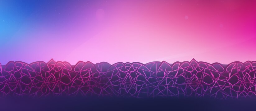 Arabic Middle Eastern Background with Islamic pattern geometry and mosaic rotating on purple pink gradient color.