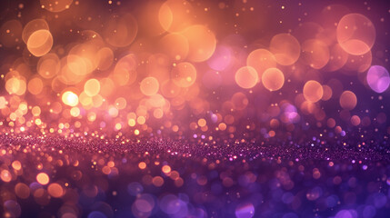 Magical Golden Bokeh Lights with Purple Hues - Festive Glitter Background for Celebrations and Special Occasions